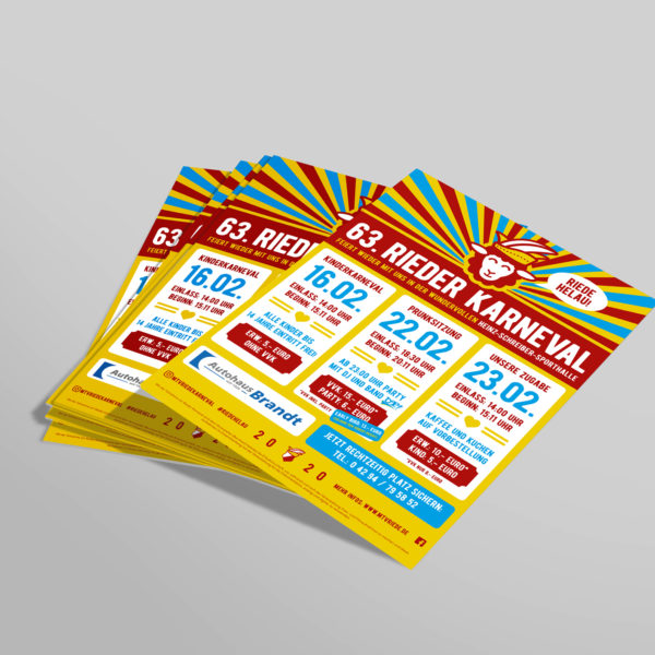 Flyer-Design für den 63. Rieder Karneval in Riede