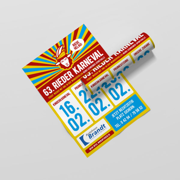 Straßenplakate für den Karneval in Riede